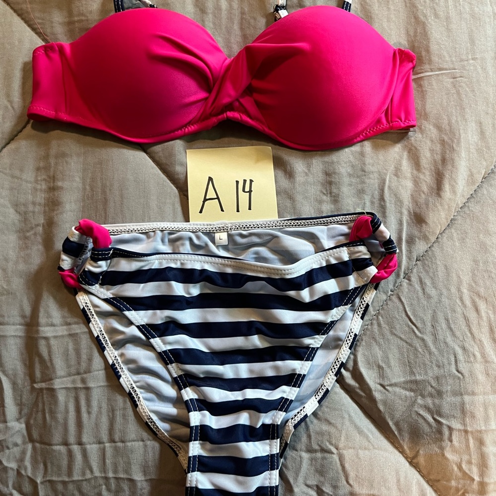 Pink and striped bikini